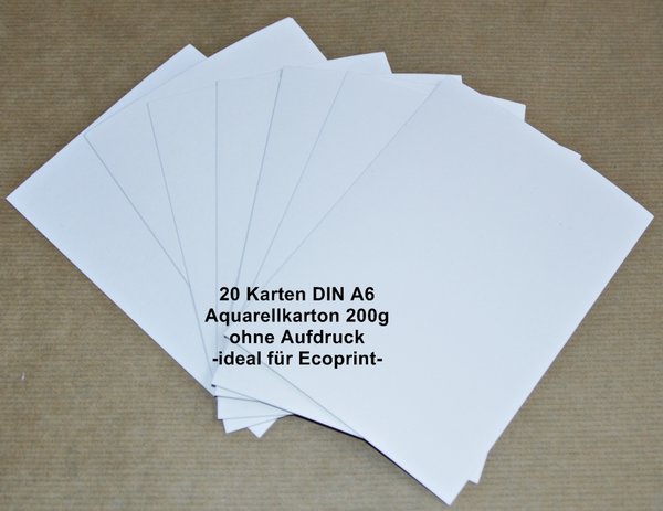 Karten A6, Aquarellkarton 200g, unbedruckt, Set 20 Stück